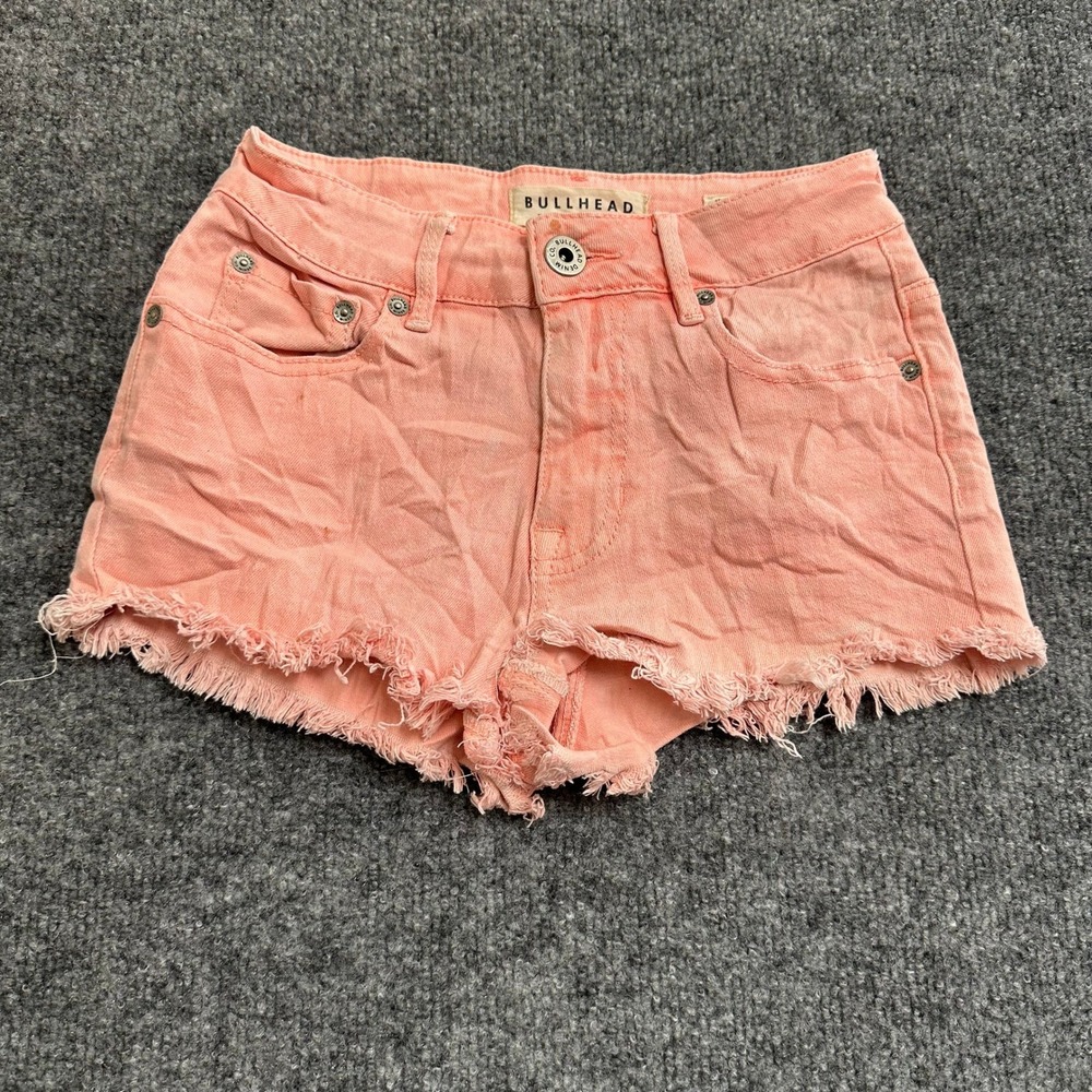 Bullhead Denim Co Shorts Womens Size 0 Coral Pink High Cutoff Raw Hem Casual